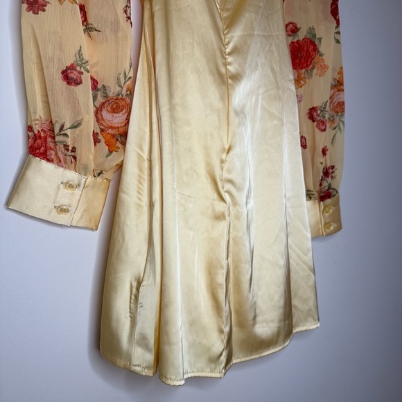 DANIELLE BERNSTEIN Weworewhat Buttercup Cottagcore Floral Mesh Puff Sleeve Dress - Picture 7 of 16